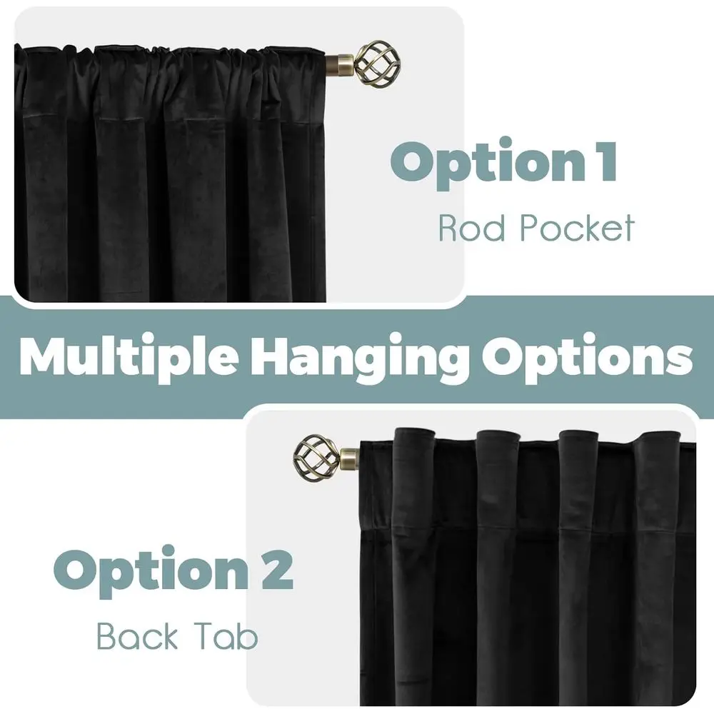 Cortinas de terciopelo negro con aislamiento térmico, 60x84, reductoras de ruido, paneles de lujo para sala de estar y dormitorio