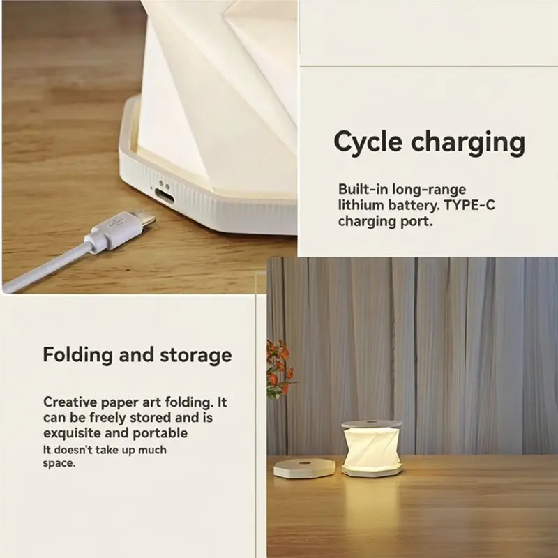 HOTA43T Dimmable Folding Lamp Portable Paper Lantern Table Night Light For Camping Traveling Tent Emergency Home Bedroom Decor