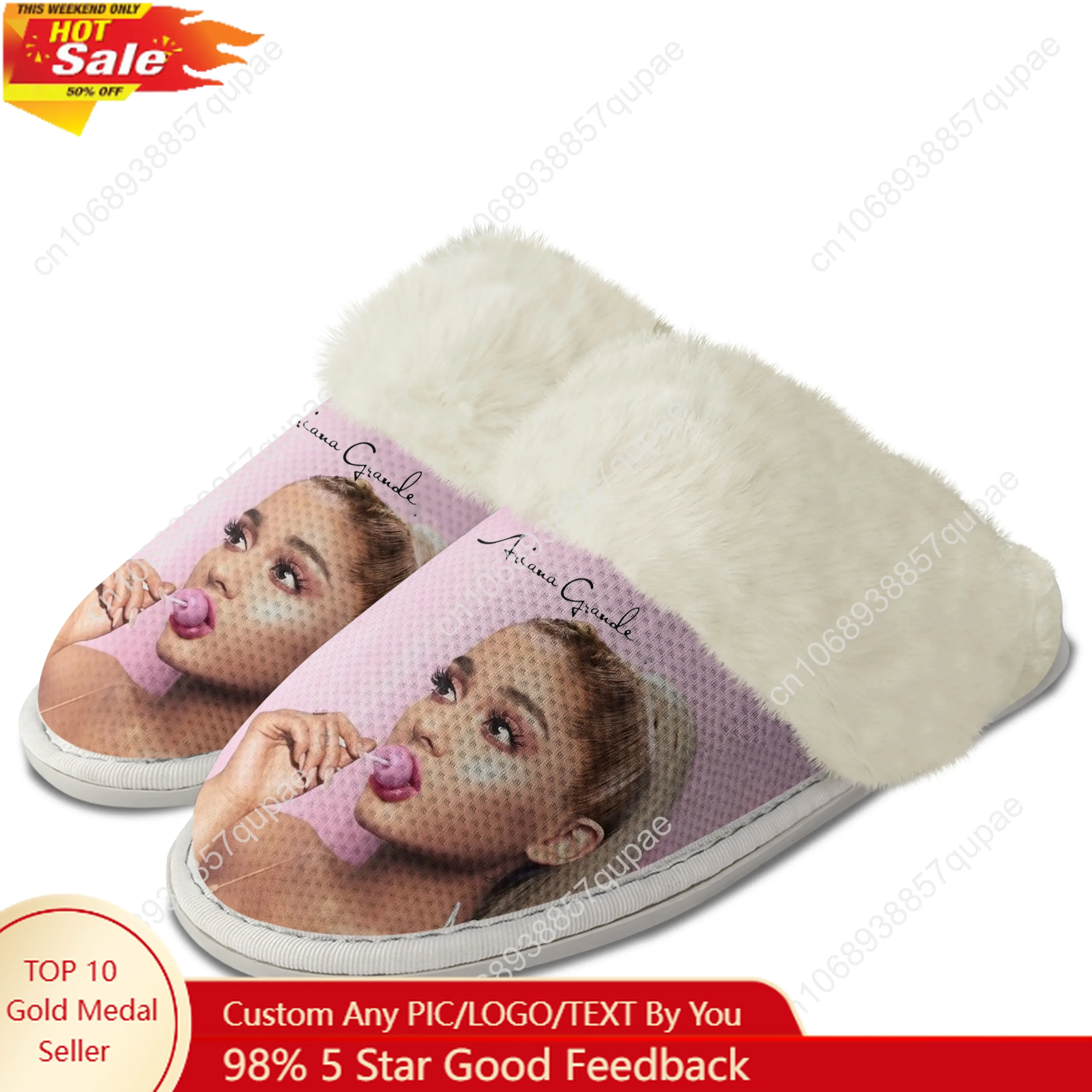 Ariana Grande Plüsch-Hausschuhe, halten warme Schuhe, Sänger, Herren und Damen, Zuhause, Baumwolle, Schlafzimmer, maßgeschneiderter thermischer, leichter Slipper