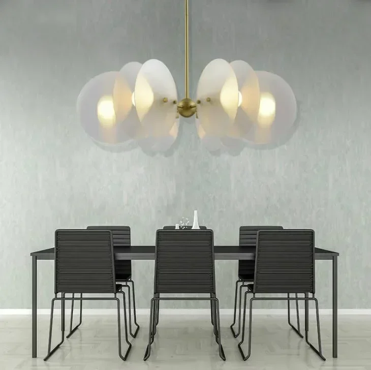 

Nordic LED Pendant Light Double Acrylic Chandelier for Restaurant Living Room Hall Villa Staircase Simple Creative Lighting