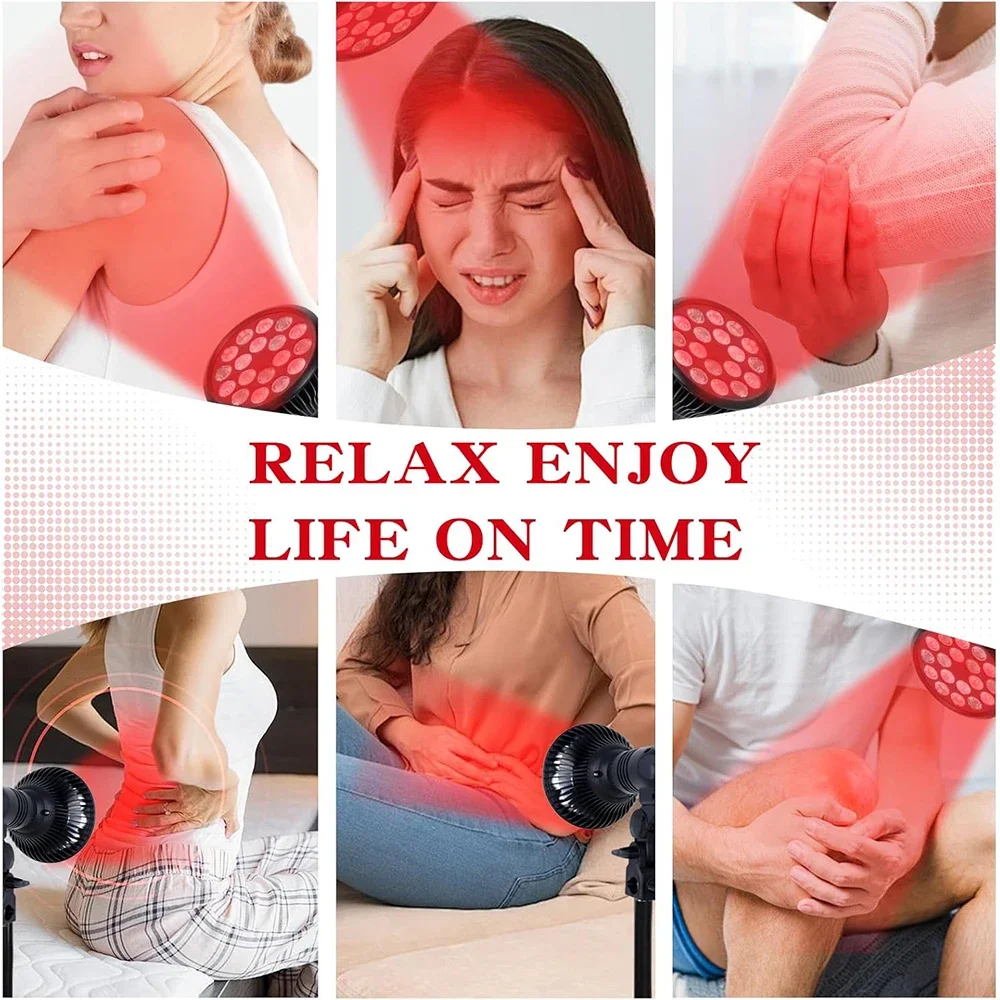 Red Light Therapy โคมไฟ 54W 660nm และ 850nm แสงอินฟราเรดอุปกรณ์บําบัดสําหรับใบหน้า, กล้ามเนื้อปวดข้อบรรเทาสุขภาพผิวเครื่องมือ E26/E27