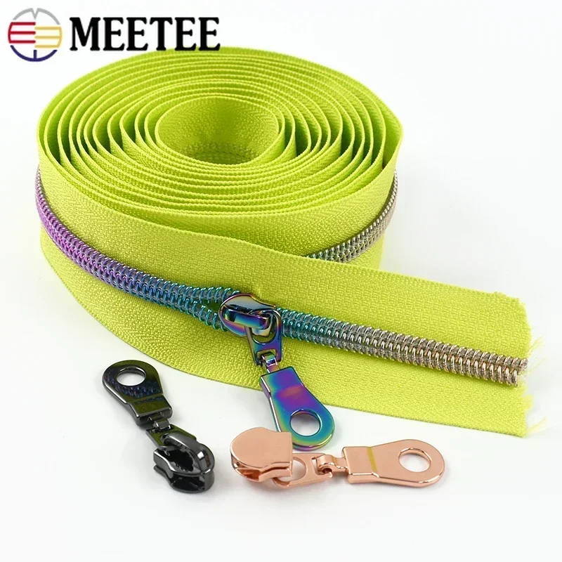 1/2/3/5M Meetee Nylon Zipper Tape with Sliders Per Meter for Sewing Bags Clothes Closure Zip Decor Zips Repair Kit DIY Replace