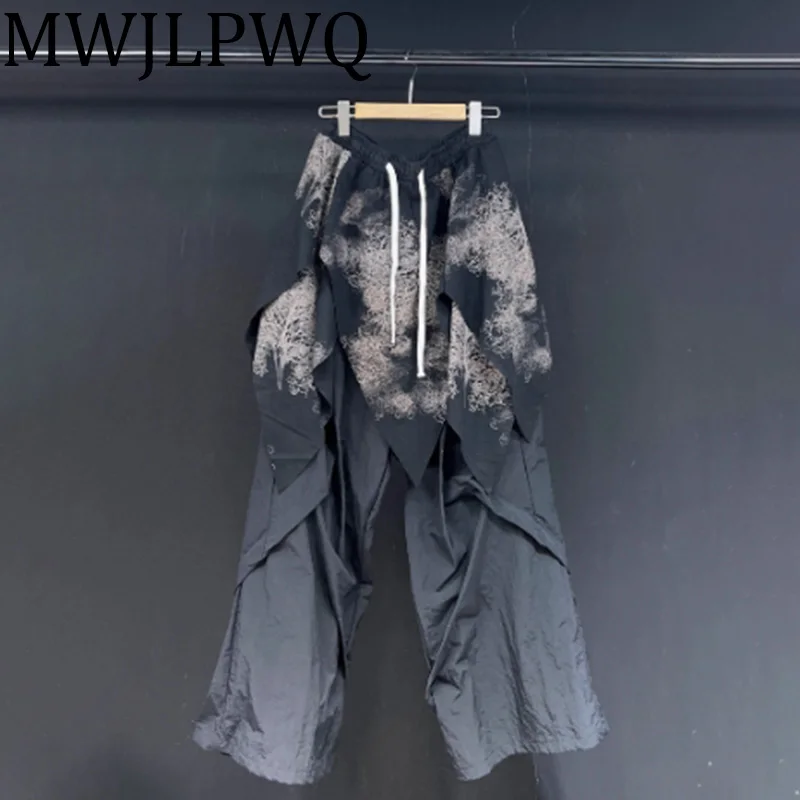 

MWJLPWQ мужские повседневные брюки из двух предметов с принтом в стиле панк High Street, новинка 202, осенние свободные брюки с нишевым дизайном на шнурке 010611