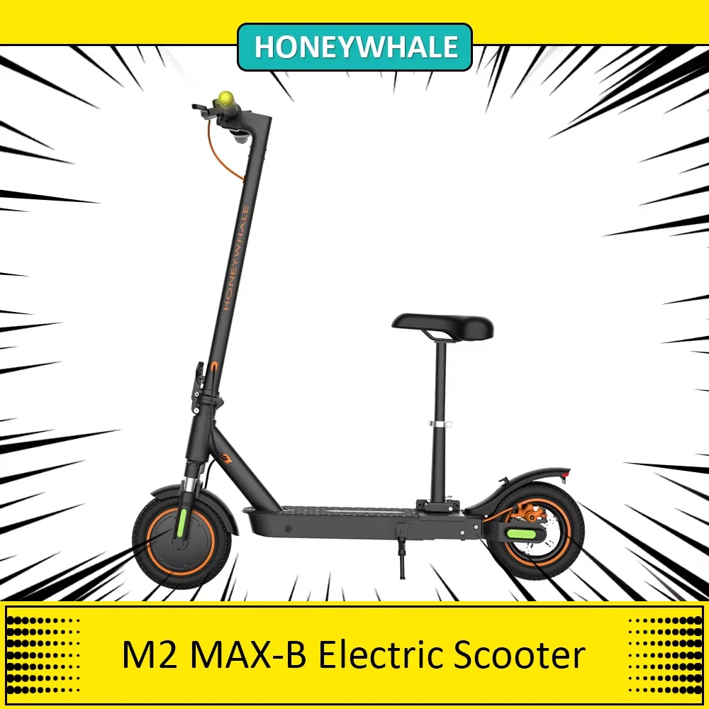 HONEYWHALE M2 MAX-B Electric Scooter with Seat, 350W Motor, 36V 12.5Ah Battery, 10