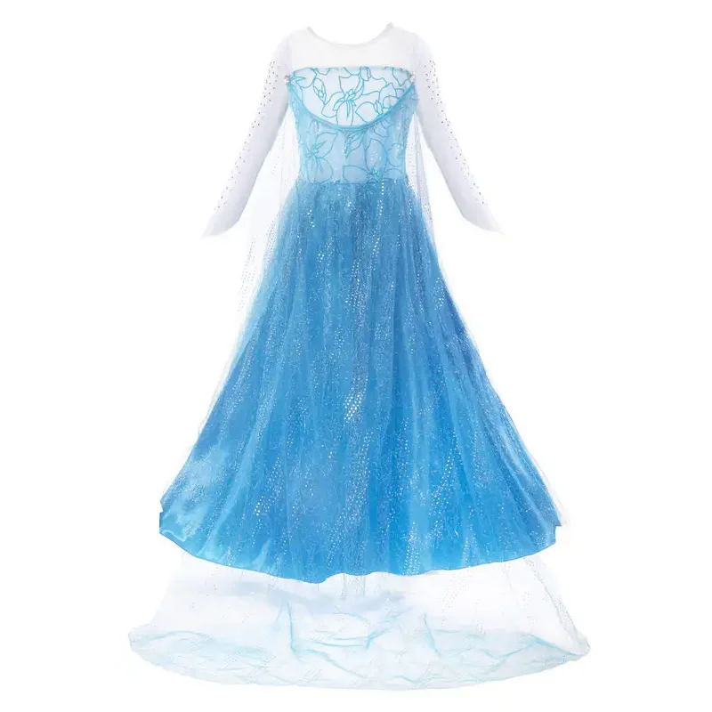 Vestidos de Frozen con diamantes de imitación para niñas, vestido largo de princesa de Reina de la nieve, disfraz de cosplay para fiesta de cumpleaños para niños, vestidos para adolescentes disfrraz