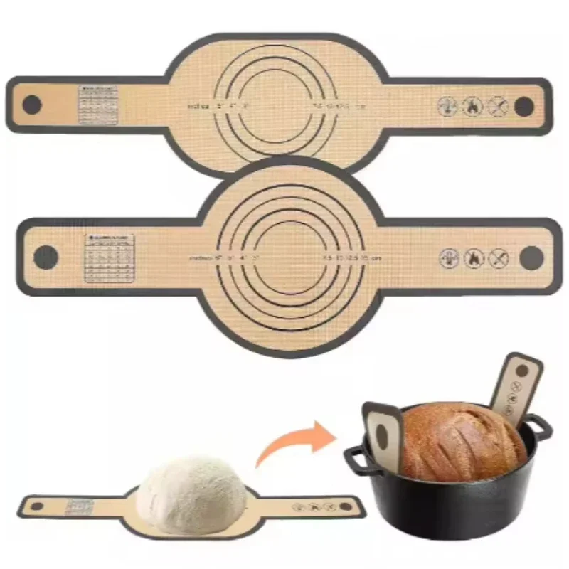 Silicone Bread Sling Mat for Dutch Oven Portable Long Handles Non-Stick Reusable Mat Easy Clean Sourdough Transfer