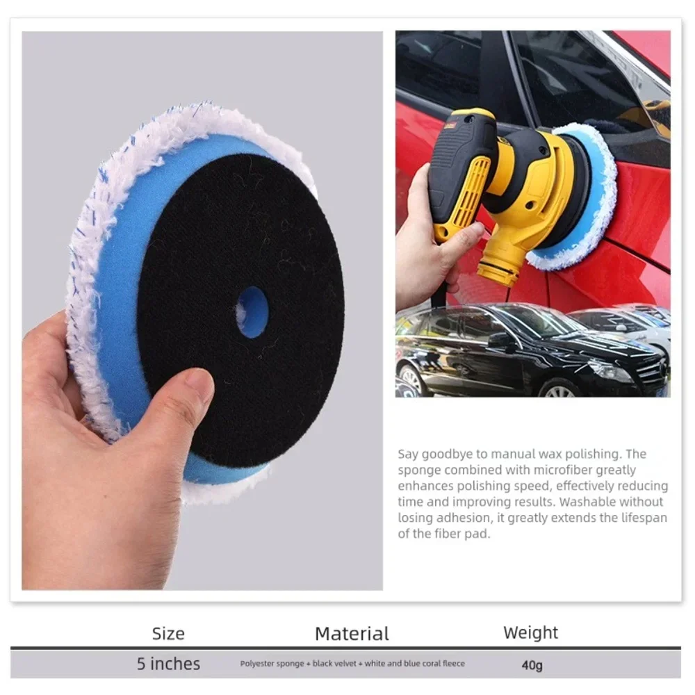 3 Colors 5 Inch Microfiber Polishing Pad Hook & Loop Buffing Disc DA Polisher Accessory Car Paint Detailing Wax Pad