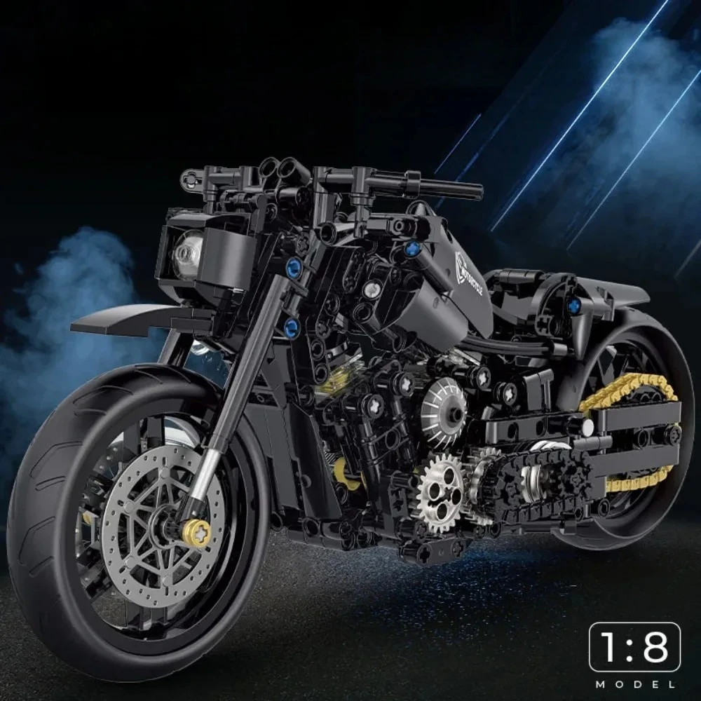 Motos técnicos 1:8, modelo de bloques de construcción, campeones de velocidad de ciudad, moto moderna, ladrillos, modelo de juguete para ensamblaje para niños y adultos