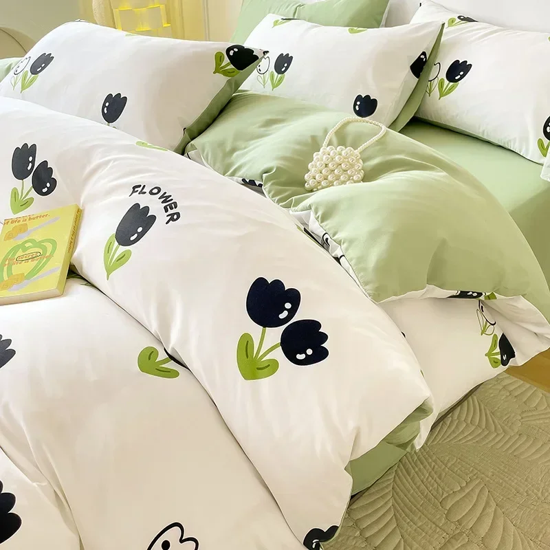 New Super Soft Glutinous Double Layer Comforter Bedding Sets Yarn Cotton Linen Sets Of Bed 3/4 Duvet Pieces Bedding Sheets Cover