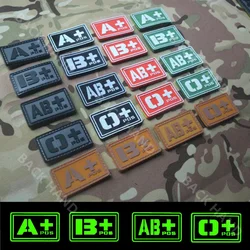 5*3CM 3D Blood Group Badge Patch A+ B+ AB+ O+ A- B- AB- O- PVC Rubber Emblems,Military Tactical Patches Hook And Loop