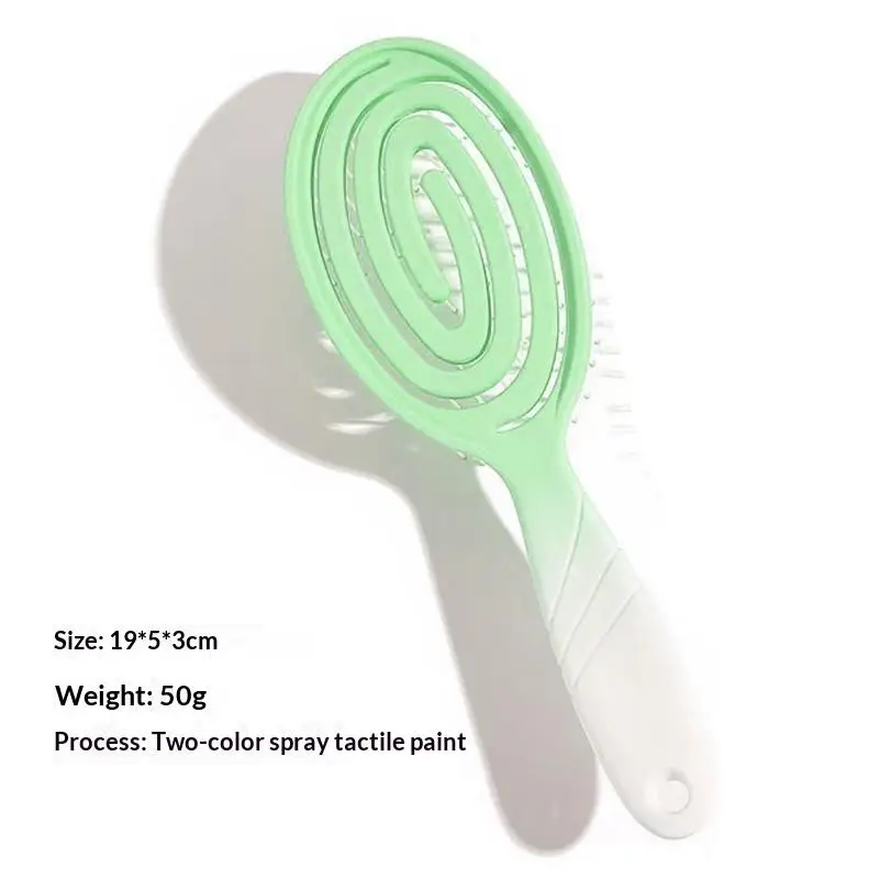 Eco Friendly Spiral Detangling Hair Brush Soft Massage Bristles Non Slip Handle For Curly Hair Styling Daily Use