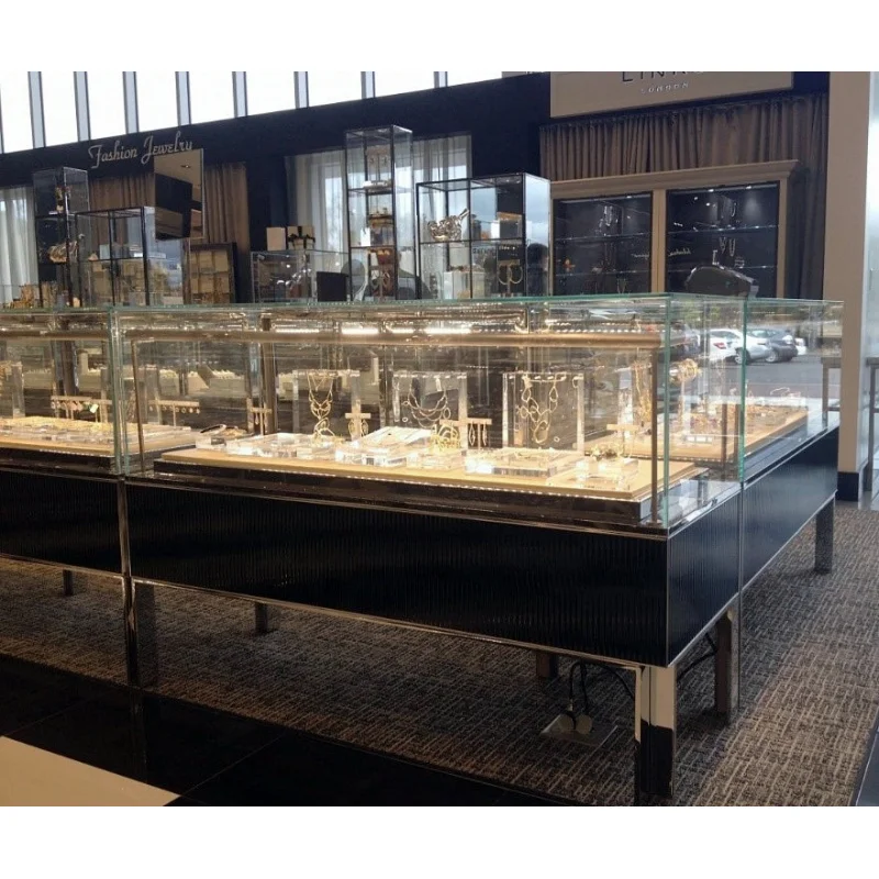 Custom. modern design jewelry showroom display counter LED glass display showcase for jewelry shop display