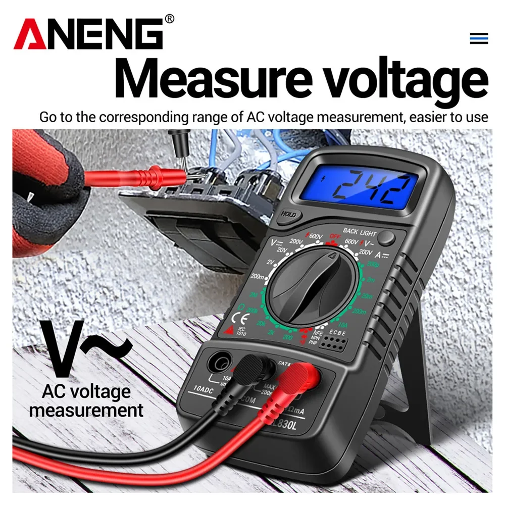 ANENG XL830L Digital Profissional Multimeter Electric LCD Voltmeter Ammeter AC DC Voltage Tester OHM Tester Electrician Tools