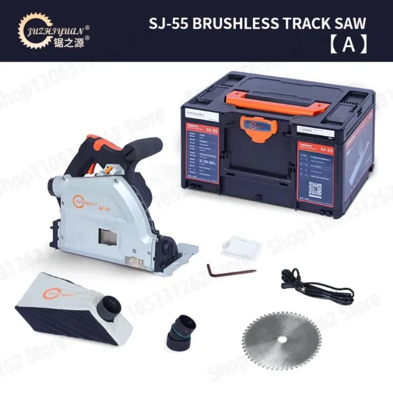 SJ-55 Brushless Track Saw 2KW 55mm Depth 6470RPM 6-Speed Plunge Saw for Wood, Aluminum, Plastic Dust Free with Quick Stop Safety