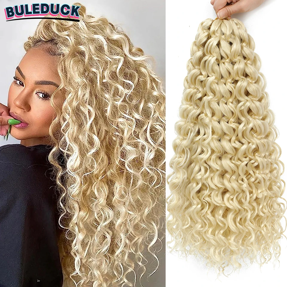 

Buleduck GoGo Curl Crochet Hair for Black Women Ombre Dark Brown Blonde Color Wavy Beach Curl Crochet Hair Curly Braiding Hair