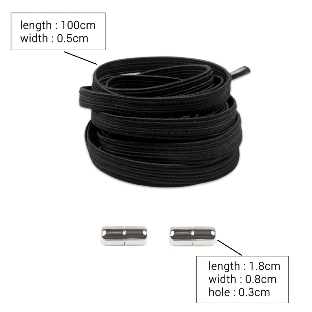 Elastic No Tie Shoelaces with Metal Capsule Button for Kids and Adults Sneakers 1 Pair Adjustable Shoestrings