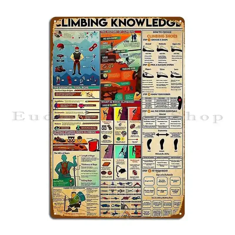 Vintage Climbing Knowledge Metal Plaque Party Customize Cinema Party Create Tin Sign Poster