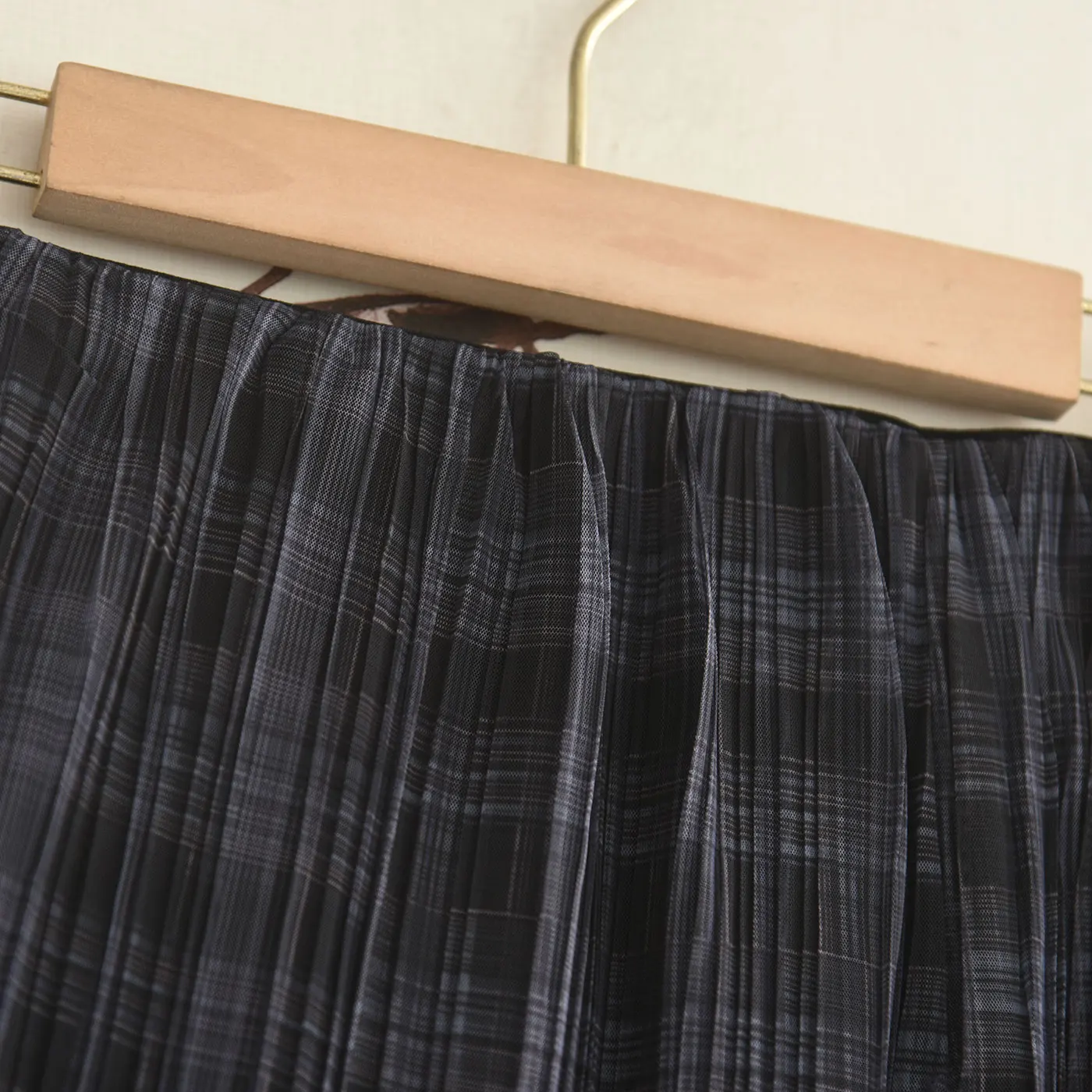 High Waist Plaid Midi Skirt Elegant Commute Vintage Design Sensation Mesh Half Body Skirt Gauze Skirts Ladylike Style