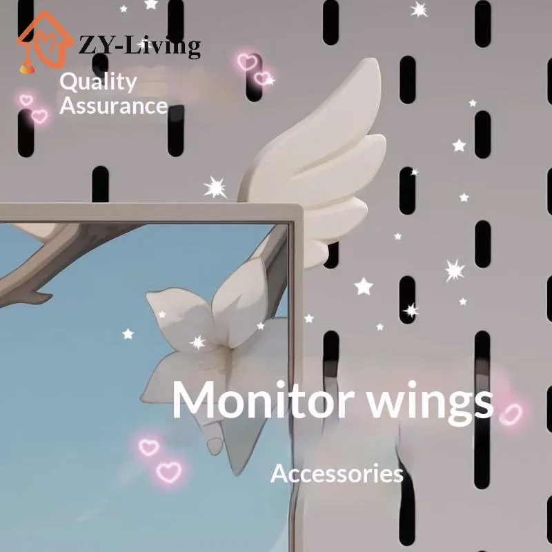 1Pair 3D Printed Wing Computer Monitor Decorations Wing LCD Screen Monitor Decorations Christmas Gift