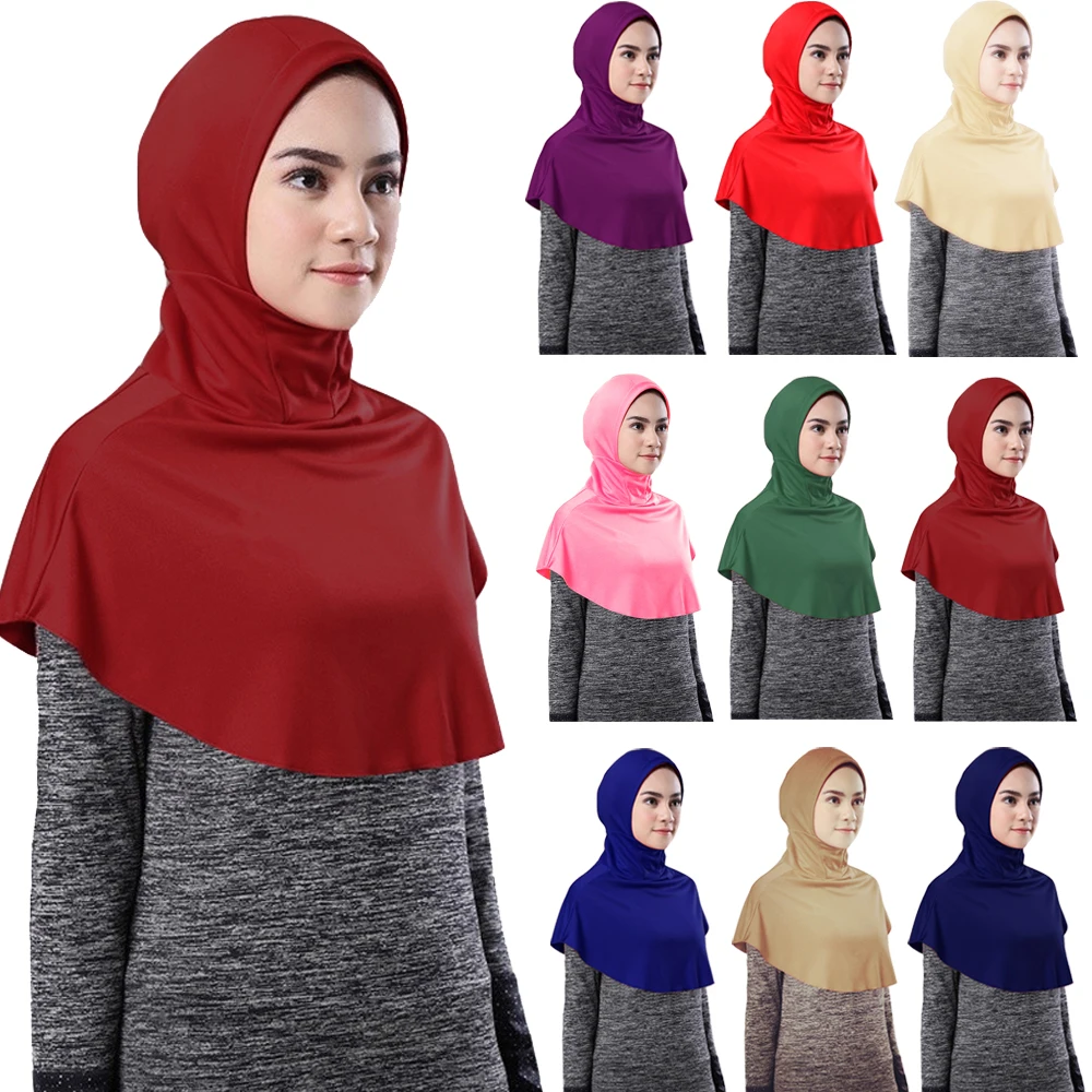 Muslim Women Prayer Hijab Overhead Full Cover Chest Neck Islamic Amira Full Cover Khimar Bonnet Turban Ramadan Veil Khimar Wraps