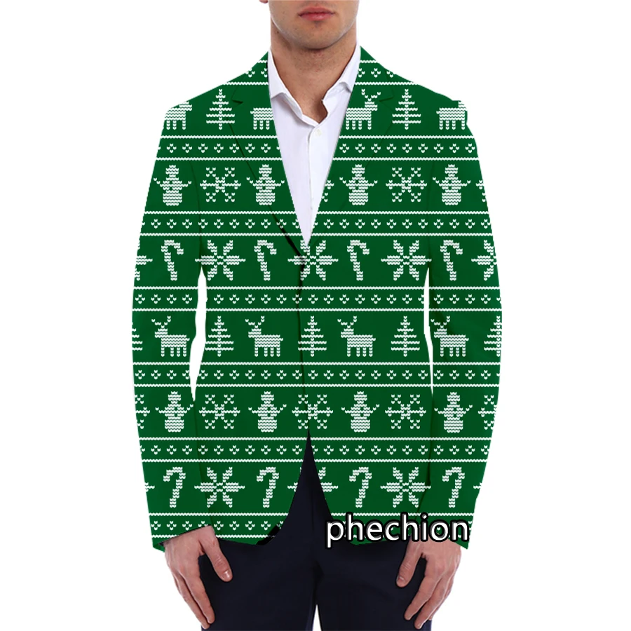 

phechion New Fashion Men's Christmas Pattern 3D Printed Blazer Casual Jacket Coat Oversized Streetwear Clothing K02