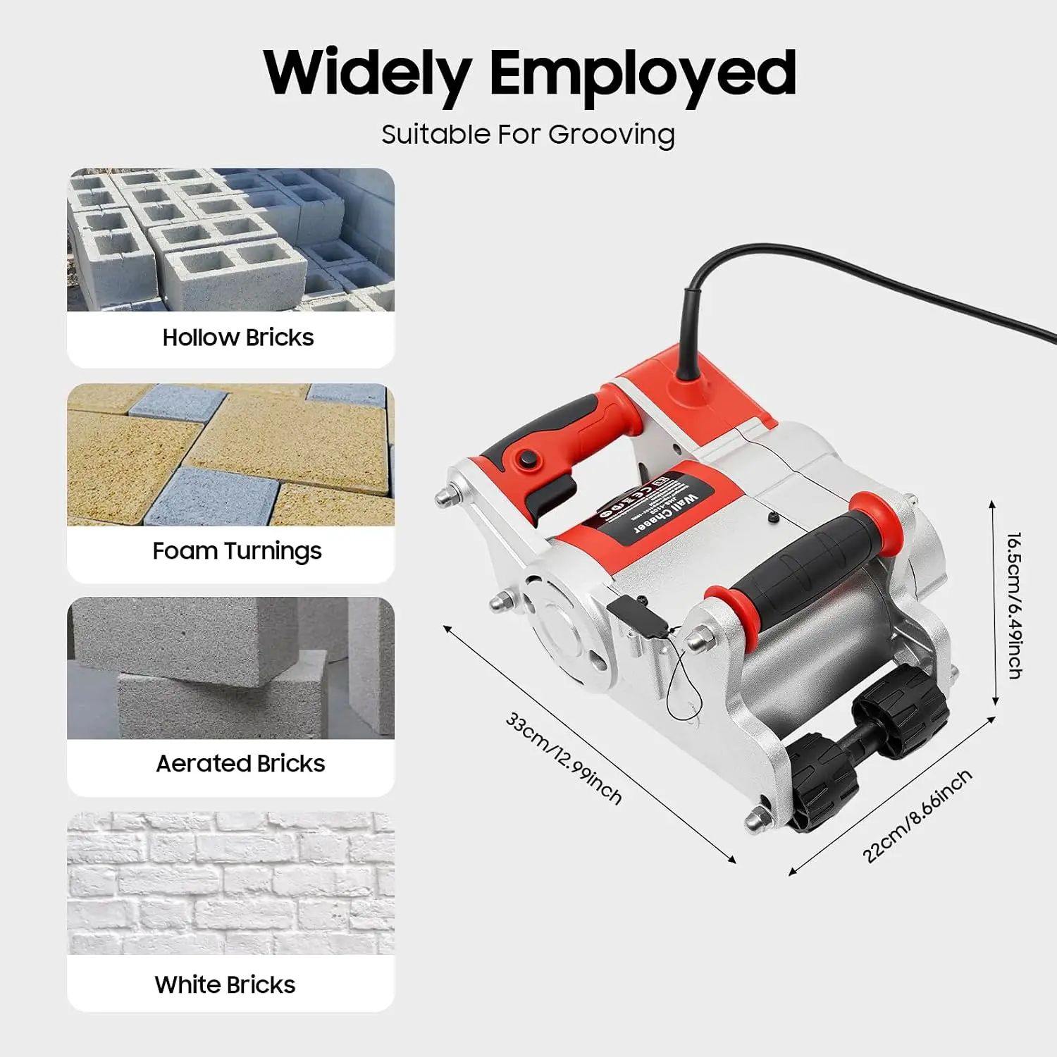 Wall Groove Cutting Machine, 1100w 110v Electric Floor Wall Chaser Groove Concrete Cutting Slotting Machine Wall Chaser Slotting Machine with an Anti-Self-Locking Switch