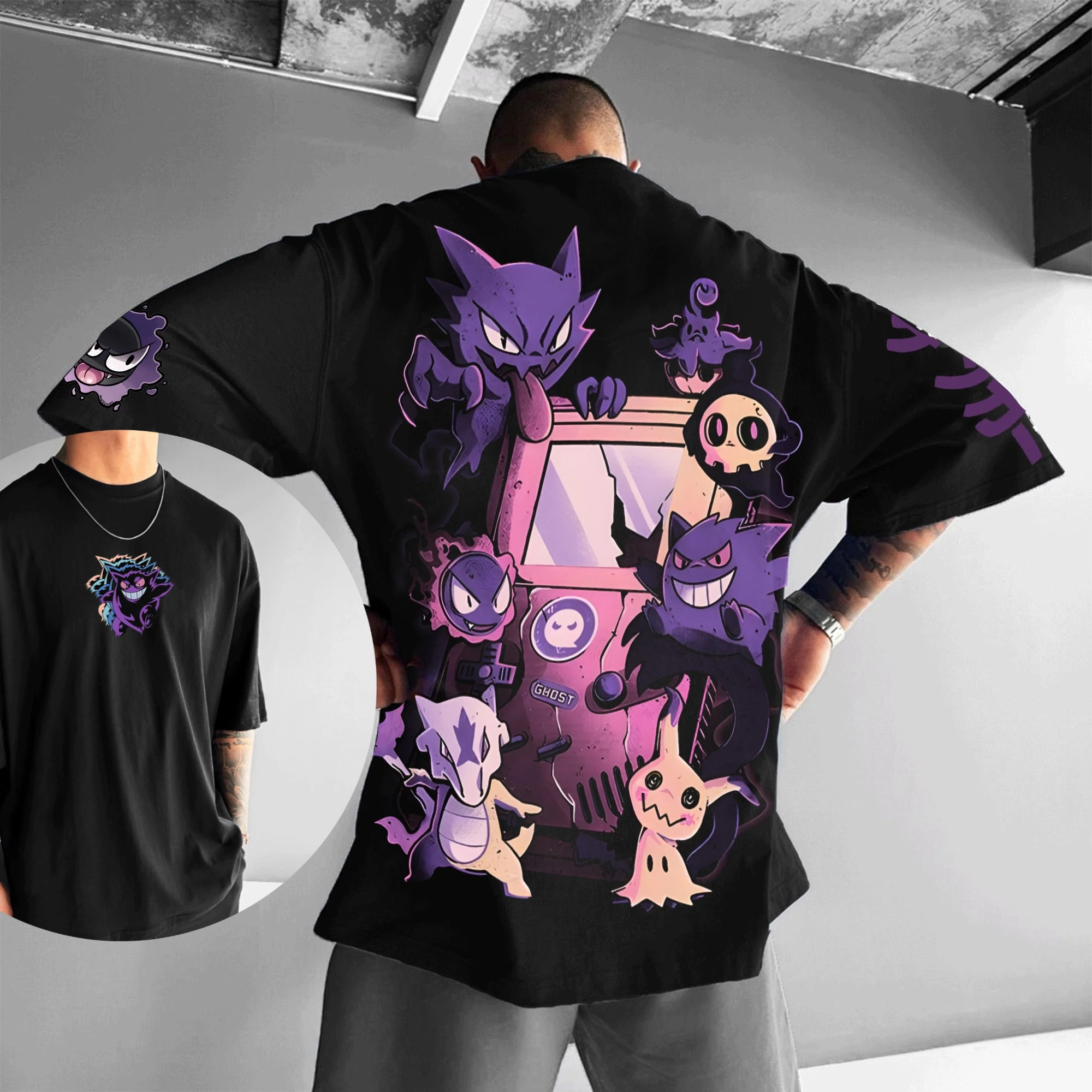 

Pokémon Animation Gengar Printing Men's and Women's Summer Fashion Street Casual Loose Y2K Tshirt、Hoodie、Shorts and Sweatpants