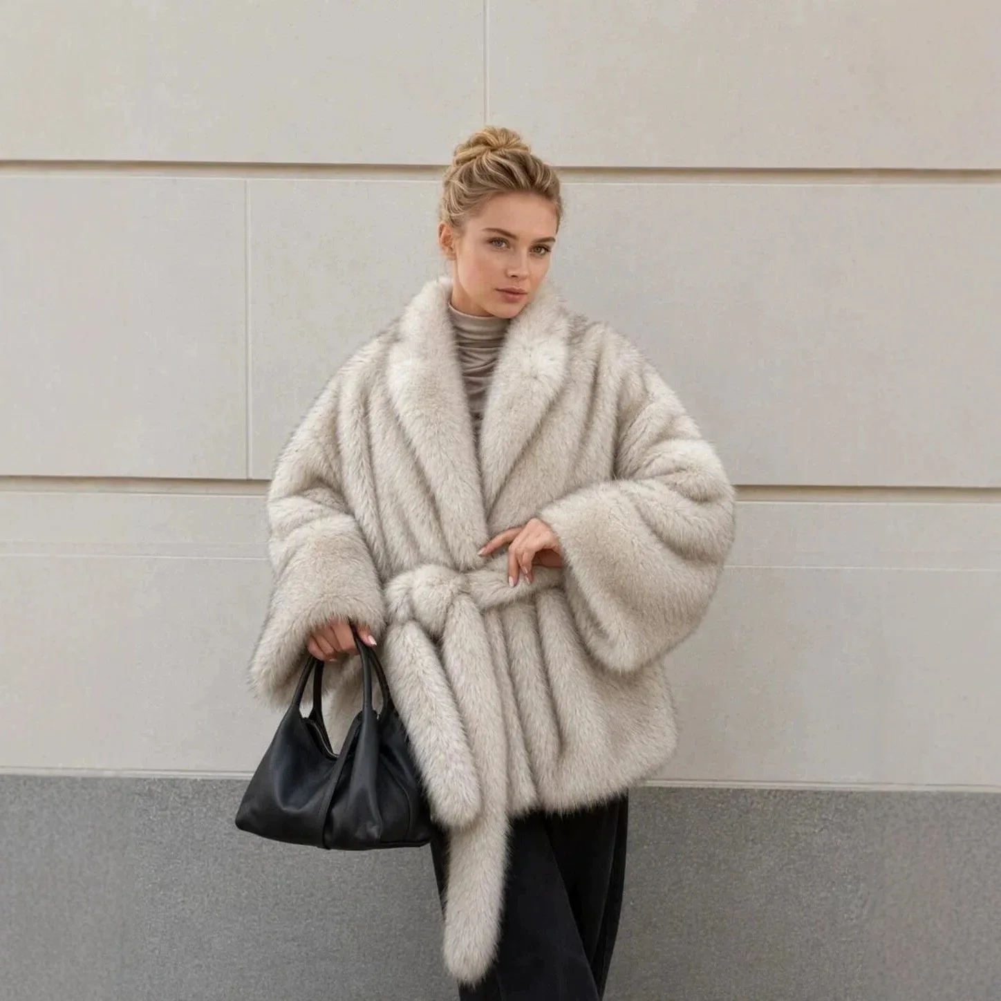 2026 Winter Elegant Luxury Chic Thick Warm Faux Fox Fur Coat Women High Quality Fluffy Fox Fur Jacket Fashion Oversized