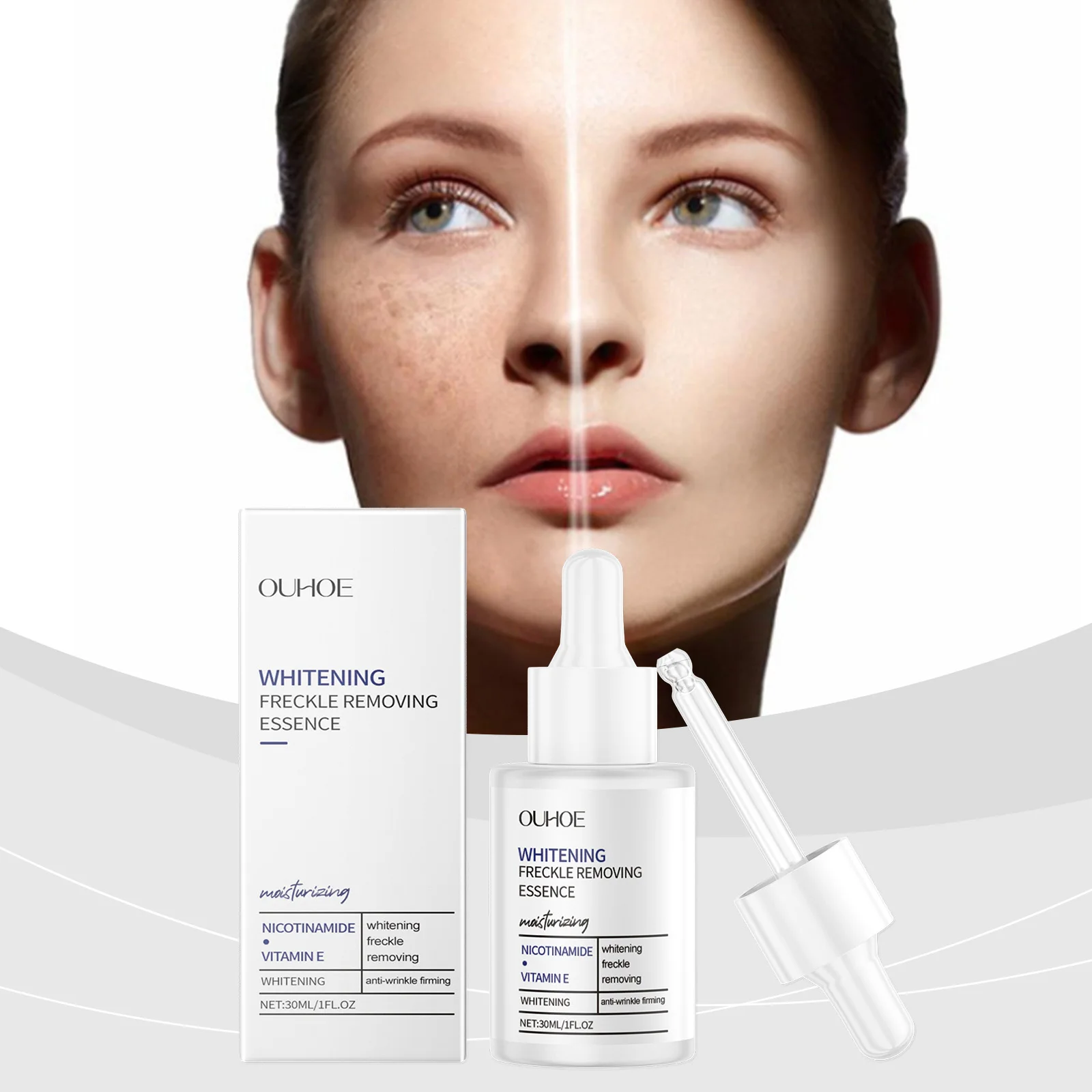 Siero sbiancante alla nicotinamide: schiarente, rimozione delle lentiggini, correttore delle macchie scure per una pelle luminosa