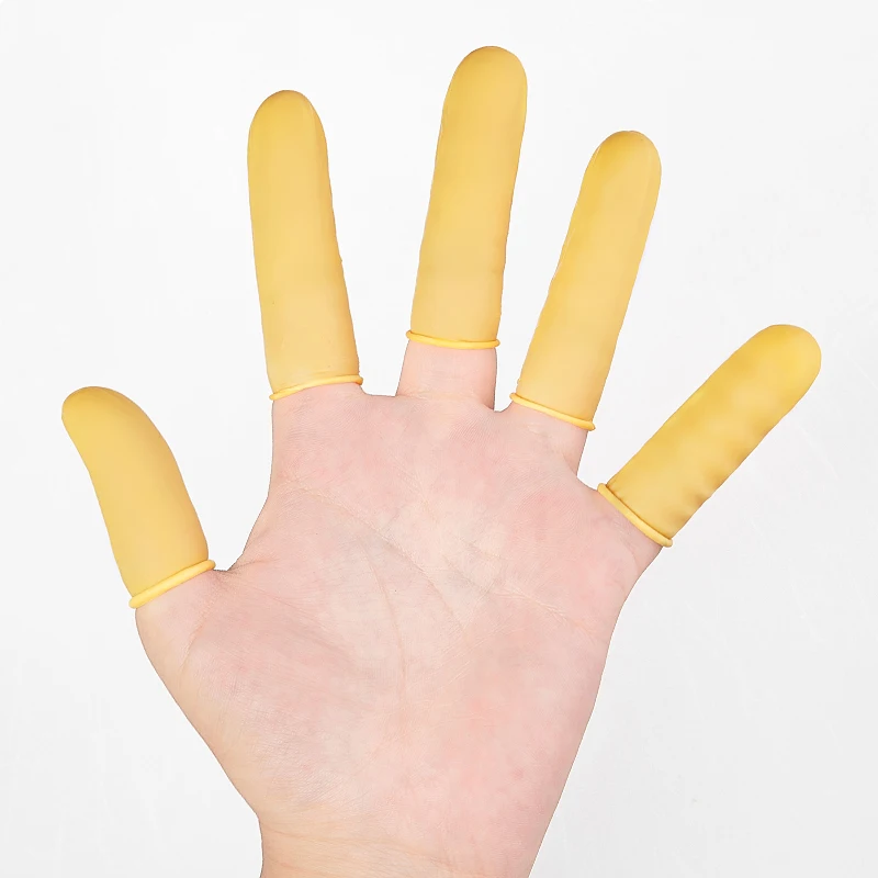 100 Pcs Disposable Fingertips Protector Gloves Rubber Non-slip Finger Cover Cots Work Gloves With white/yellow/orange