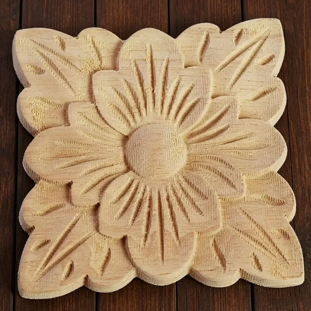 5-20cm New Arrival Vintage Wood Carved Corner Onlay Applique Unpainted Furniture Cabinet Decorative Figurines Wooden Miniature