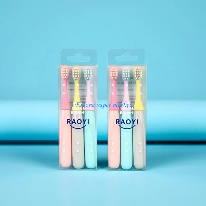 090B 3 PCS/مجموعة شعيرات ناعمة الأطفال لطيف فرشاة أسنان الفطر كرتون لفرشاة أسنان رأس الأطفال