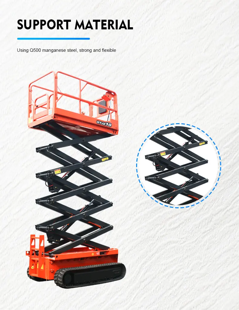 Qiyun Group  track self-propelled scissors lift 12 meters platform height load capacity 230kg 2024 new hot