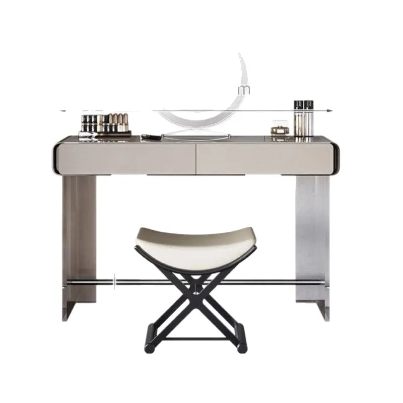 

Italian minimalist suspension dresser bedroom modern minimalist celebrity light luxury rock slab transparent makeup table