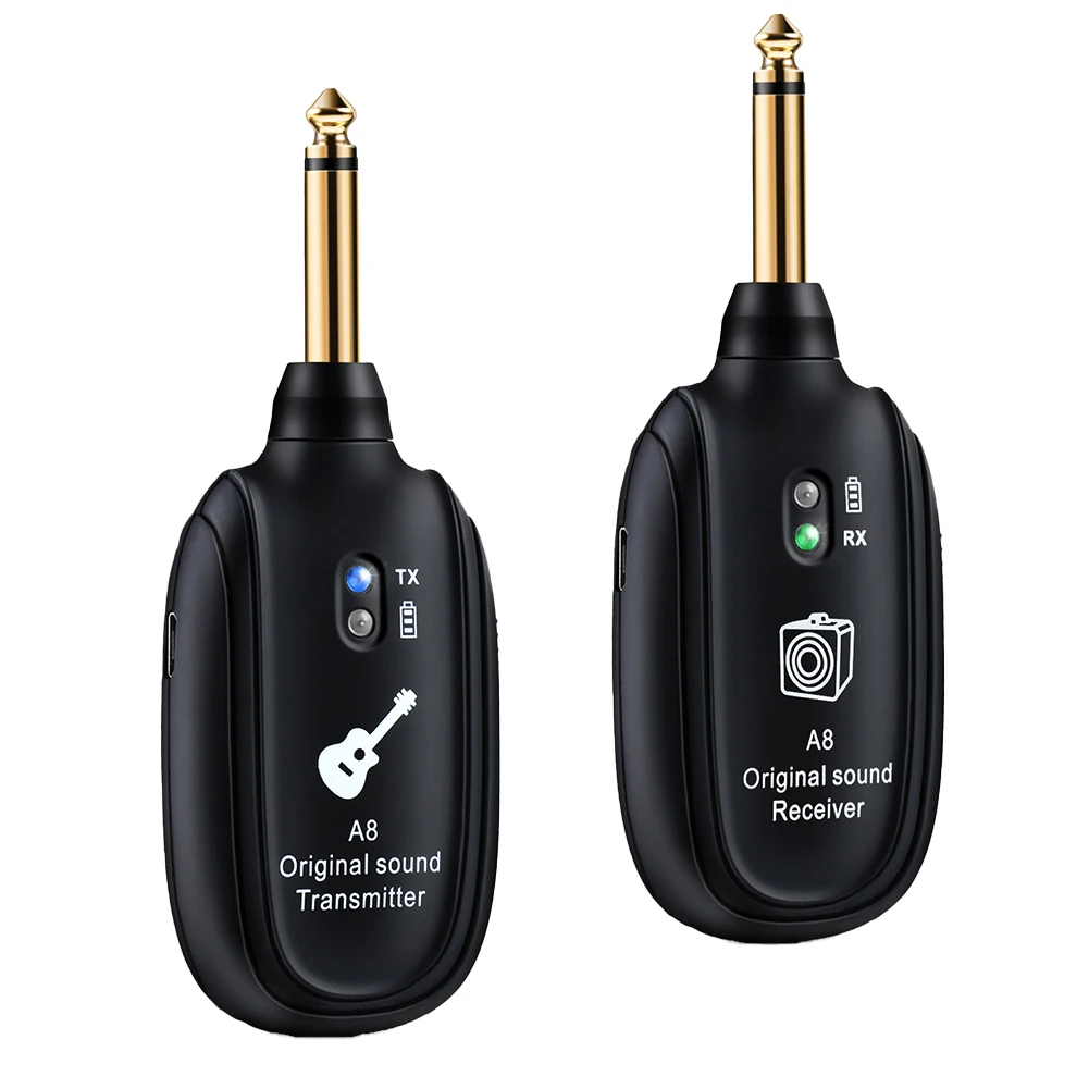 

Wireless Guitar System UHF Audio Wireless Transmitter Receiver for Acoustic Guitar Bass Violin Keyboard Electric Instruments