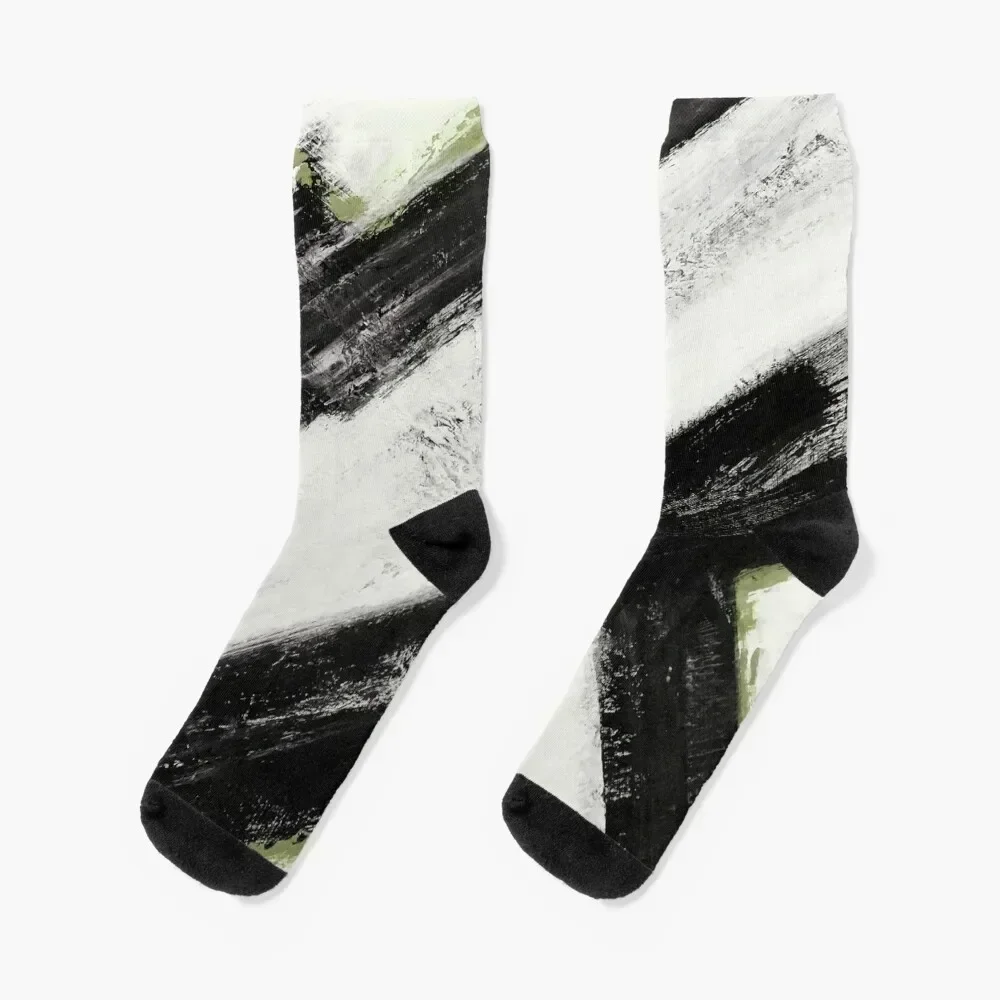 

Abstract lines of space and time black, white and green Socks custom sports anti slip football Children's Socks Men Women's