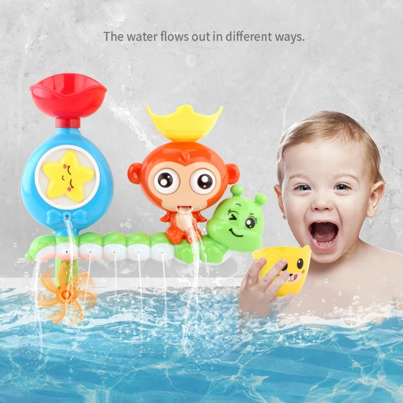 Bath Toys for Toddlers Kids Babies 1 2 3 Year Old Boys Girls Waterfall Bathtub Toy with 2 Toy Cups Strong Suction Cups