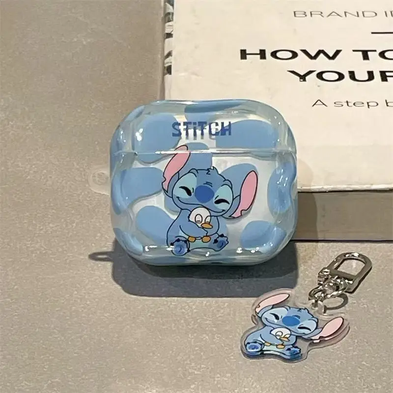 

Cute Cartoon Stitch Earphones Cover Case for AirPods 1 2 3 4 Pro 2 Pro 3 Protective Case with Charm Pendant