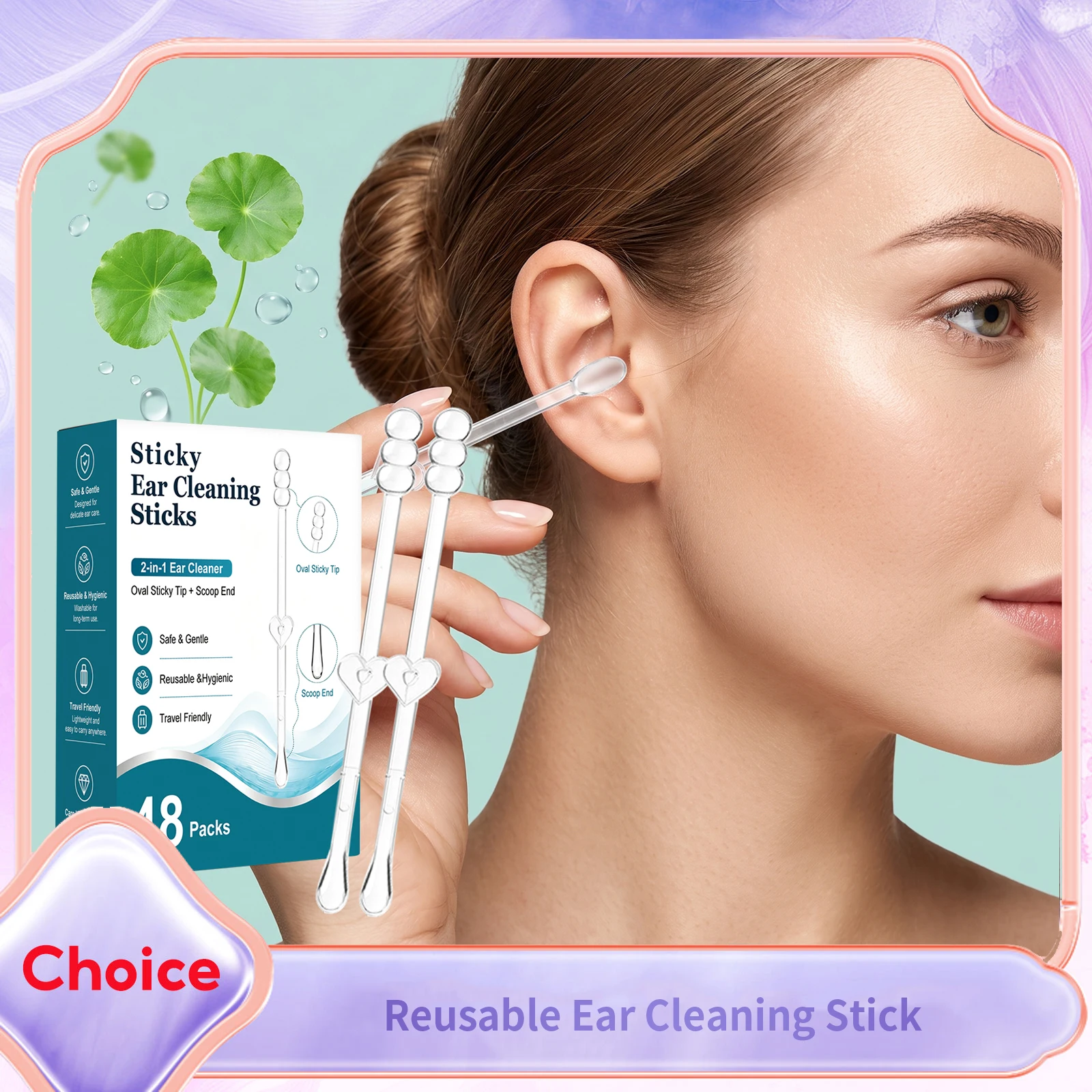 Reusable Earwax Cleaning Sticks Ear Wax Removal Gentle Cleaning For Adults Silicone Sticky Earwax Removal Swabs Ear Hygiene Tool