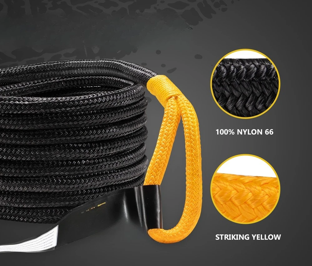 9 meters 34,000 pounds outdoor off-road, escape nylon trailer rope with double soft shackle