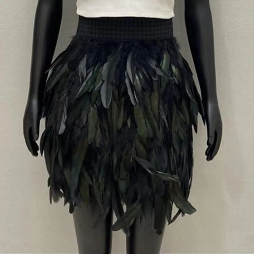 

2025 Hand-stitched Skirt Style Festival Faux Feather Skirt for Halloween Party Stage Performance Hand-stitched Design Mini for S