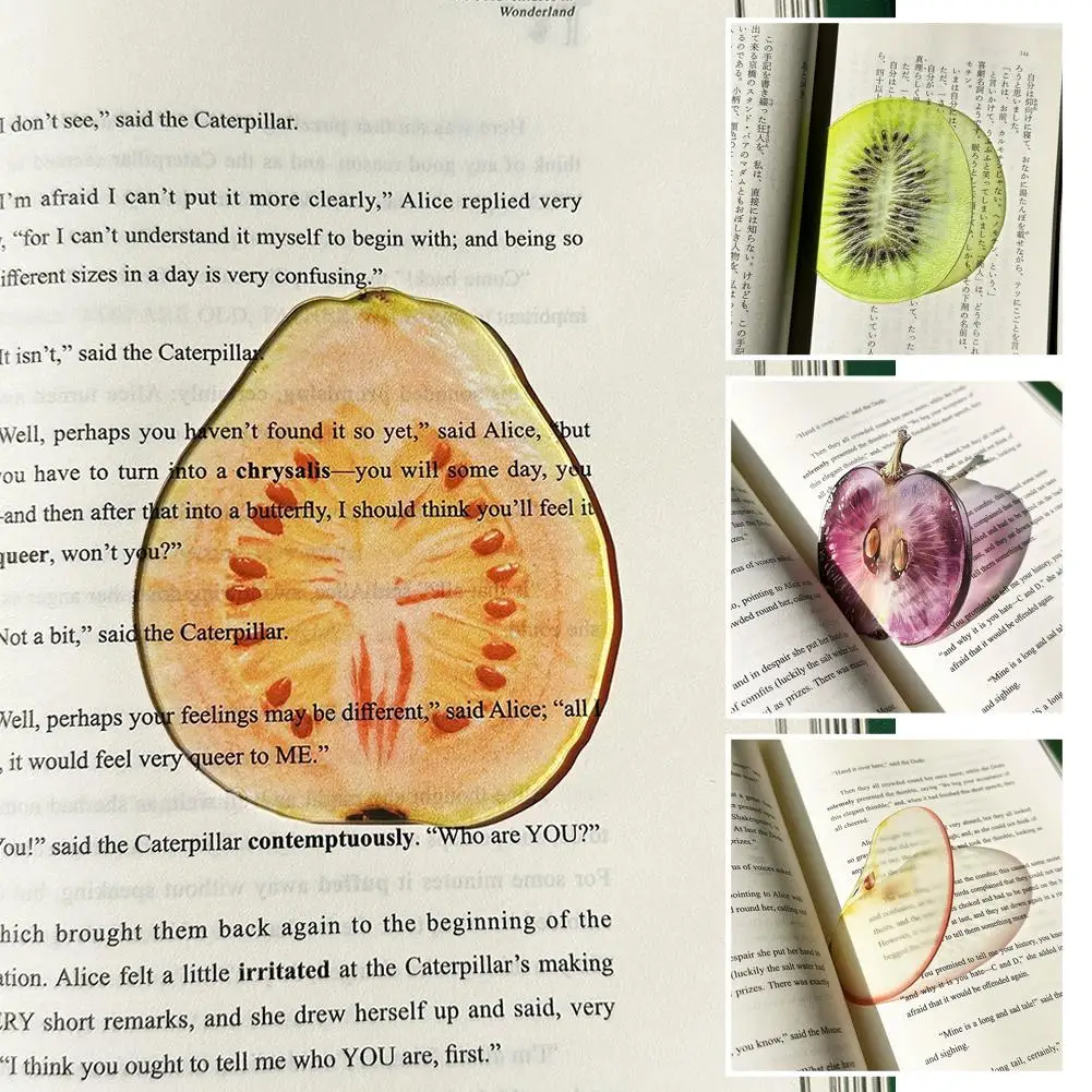 Eye-Catching Acrylic Bookmark Clear Simulation Fruit Book Reading Marker Transparent Book Pages Mark Tool Students