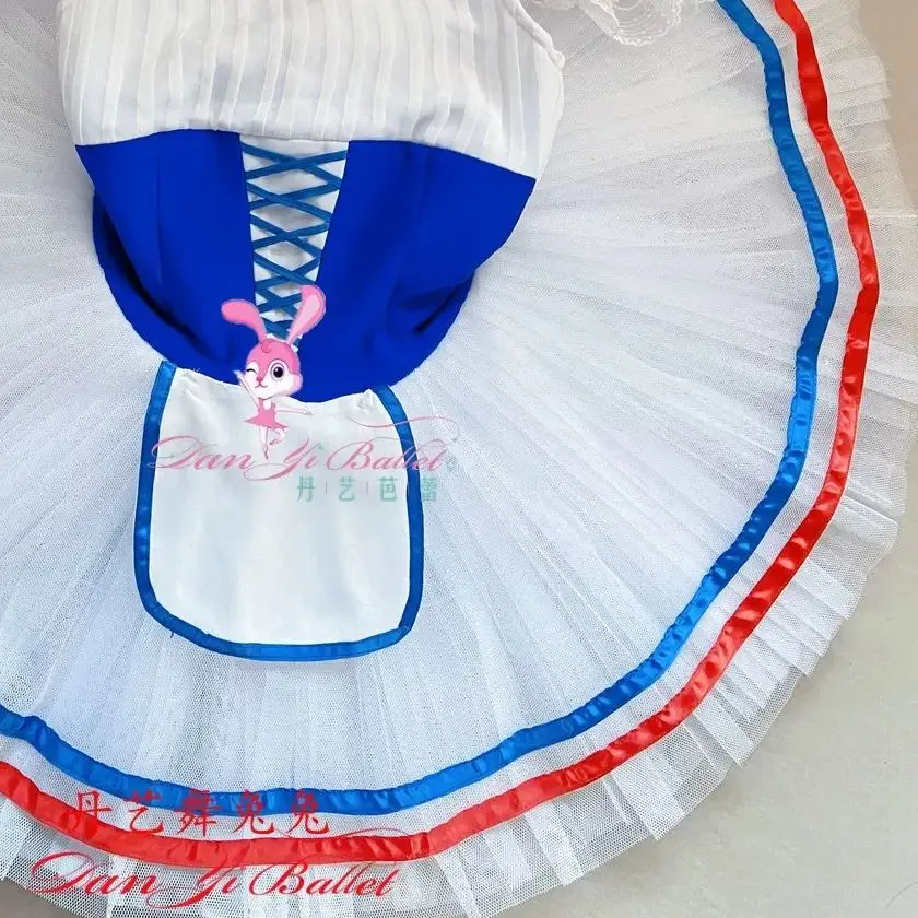 Danyi adult children's ballet costume tutu dress dance suit blue and white Paris Flame Competition