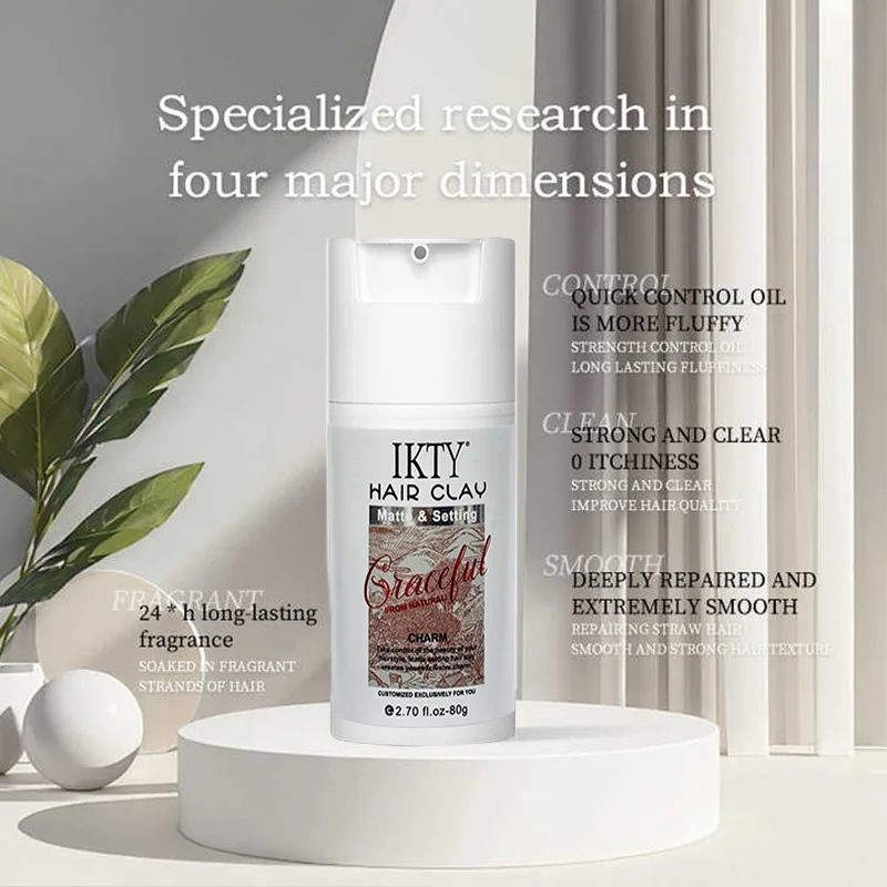 شمع الشعر IKTY للرجال بالجملة - طين شعر طبيعي مكثف يدوم طويلاً، جل تصفيف عطري طازج للرجال #4