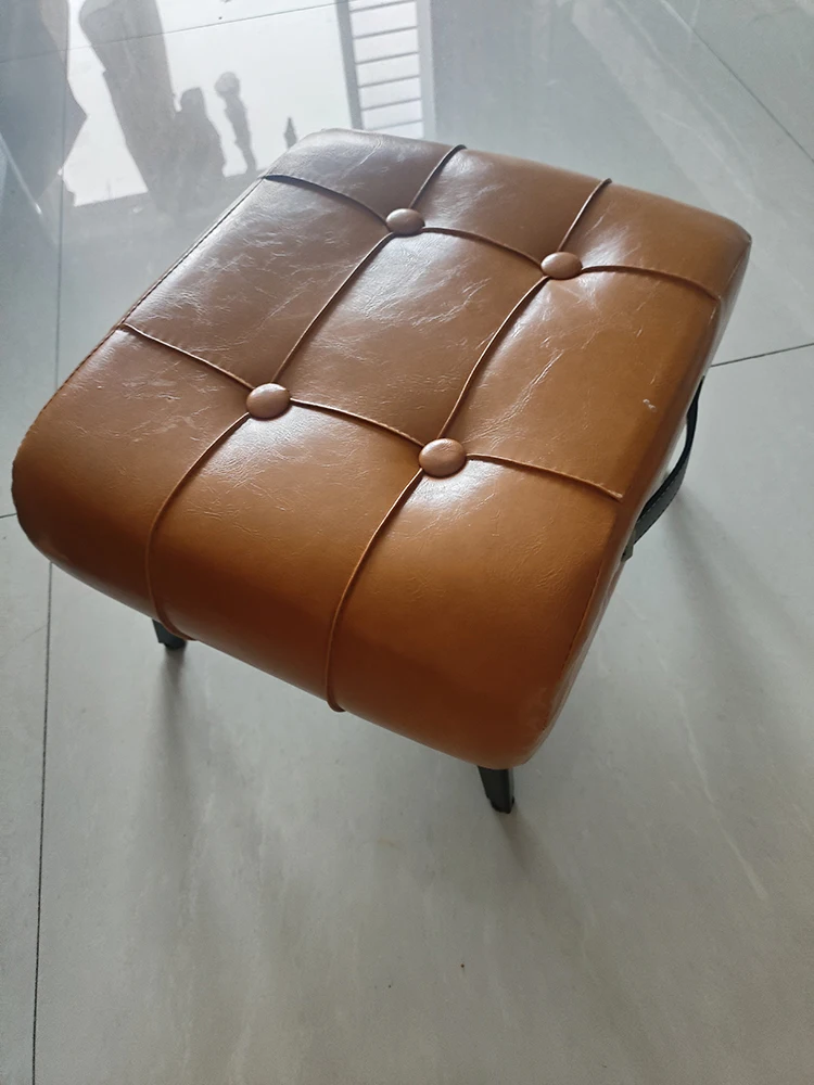 Luxury Small Stool,oil Wax Leather Furniture,Home Living Room,Doorstep Shoe Changing Coffee Table,Sofa,Low Footrest
