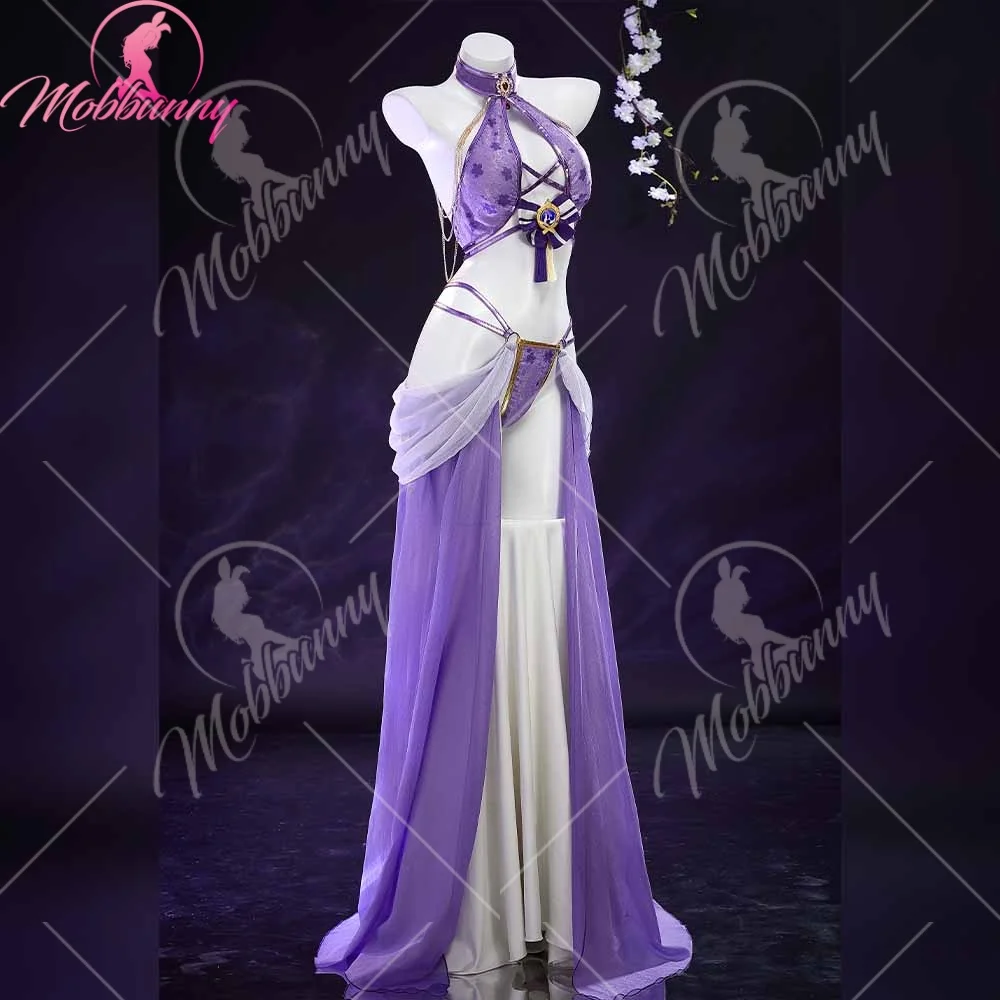 

Cross Hollow Top with Skirt Panty and Sleeves Costume 2026 Women's Raiden Shogun Derivative Sexy Dancer Style Lingerie Set