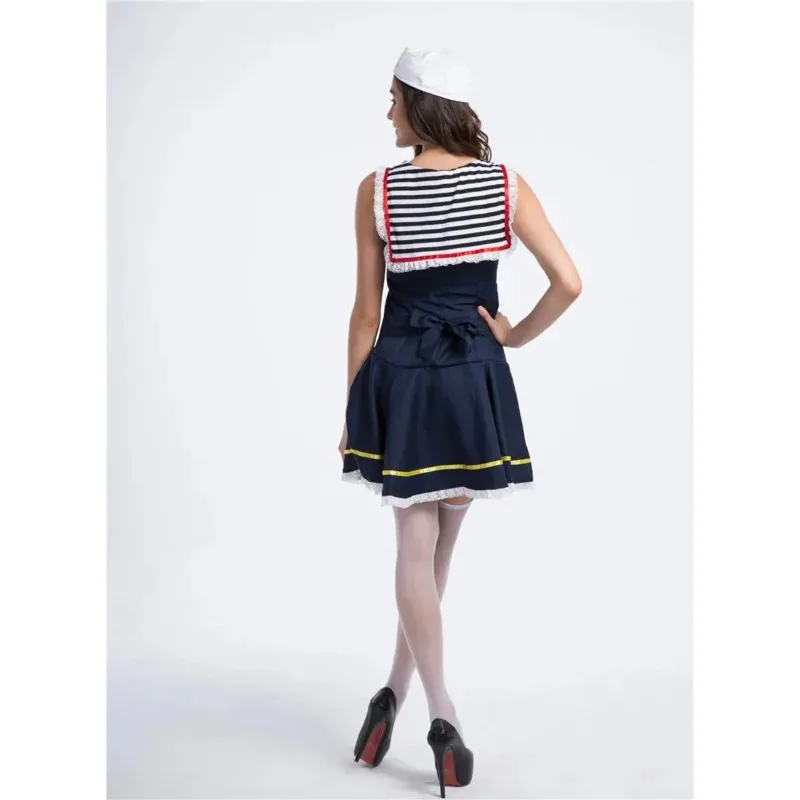Disfraz de cosplay de saior de la Marina náutica para mujer, minivestido de cosplay de Marino para fiesta de Halloween, ujfj