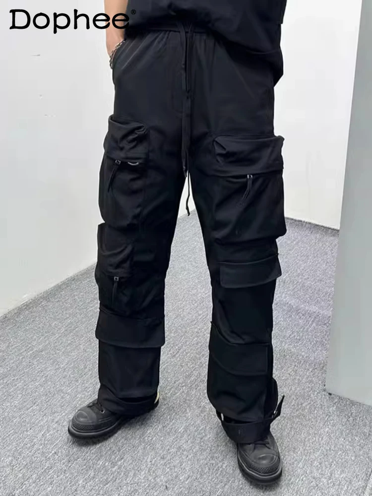 

Men's 2025 Spring New Loose Comfort Straight-leg Trousers Original High Street Pants Trendy Male Retro Multi-pocket Cargo Pants
