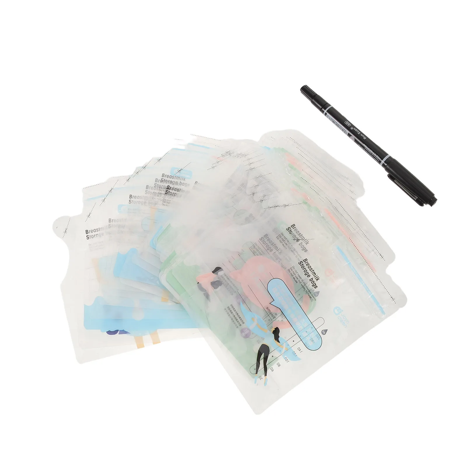 

120Pcs Breastmilk Storage Bags No Leak Temp-Sensing Self-Standing Pour Spout Breastfeeding Milk Storage Freezer Bag