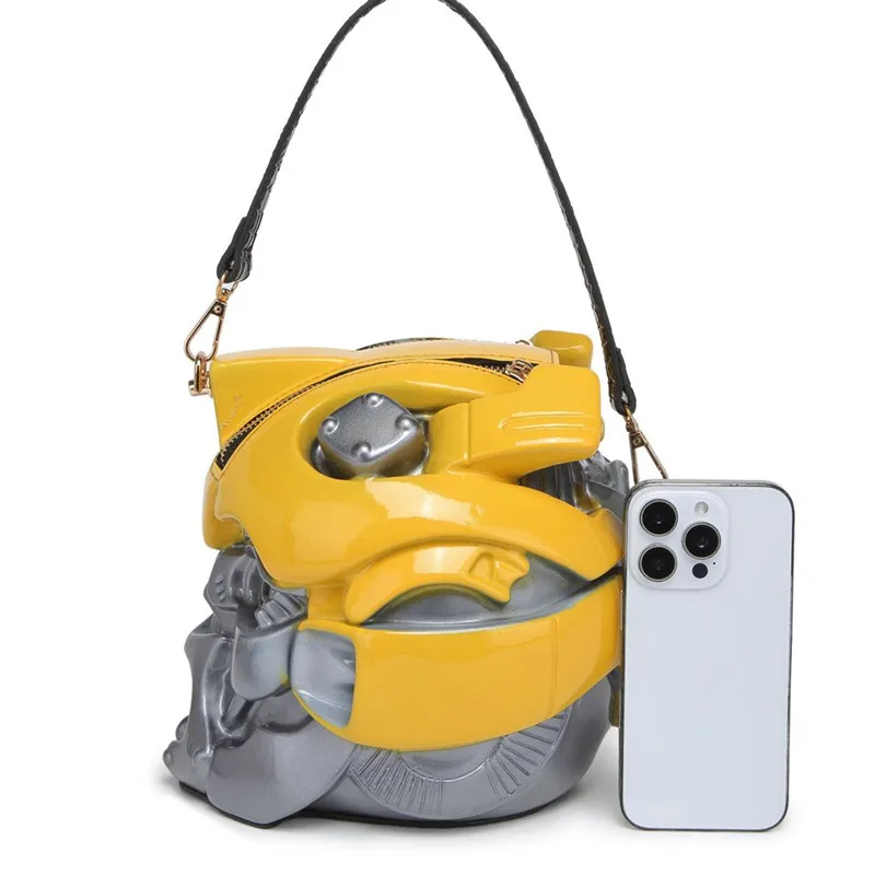 Unisex Festival Party Bag Couples Punk Shoulder Bag Adult Warrior Helmet Shaped Handbag Street Trendy 3D Hard Shell Design